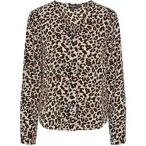 PIECES Dames Pcnessa Ls V-hals Shirt Noos Blouse, Silver Mink/Aop: leo Aop, M