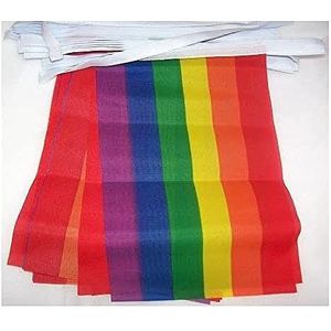 Regenboog 6 meter BUNTING Vlag 20 vlaggen 9'' x 6'' - Gay pride STRING vlaggen 15 x 21 cm - AZ FLAG