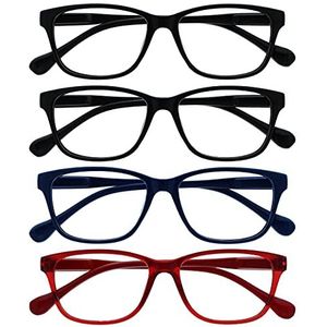 De leesbril bedrijven zwart marineblauw rood licht lezer waarde 4-pack heren dames veerscharnieren RRRRRR27-113Z +2,00