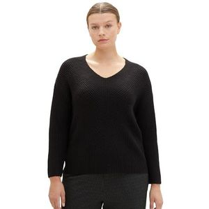 TOM TAILOR Dames Plussize Pullover, 14482 - Deep Black, 44/Grote maat