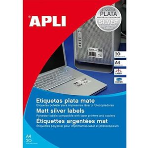 APLI 12973 - Zilveren metalen etiketten 45,7 x 21,2 mm 100 vellen