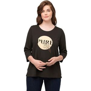 Ulla Popken Dames met Pure-Print T-shirt, zwartbruin, 42/44 Grote maten