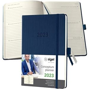 SIGEL C2362 weekkalender Conceptum 2023, ca. A5, donkerblauw, hardcover, 2 pagina's = 1 week, 192 pagina's.