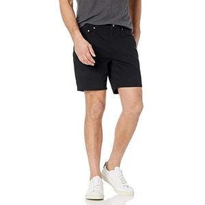 Amazon Essentials Men's Korte broek van stretchstof met 5 zakken en binnenbeenlengte van 18 cm, Zwart, 34