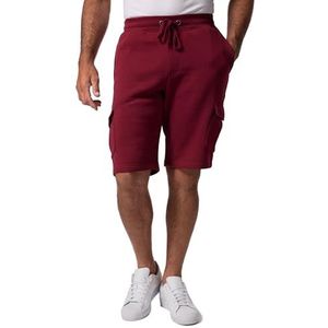 JP 1880, heren, grote maten, sweat-cargo bermuda, elastische tailleband, cargozakken, bordeauxrood, XL