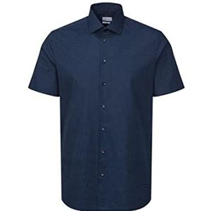Seidensticker Men's Slim Fit Shirt met korte mouwen, donkerblauw, 37, donkerblauw