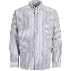 JACK & JONES Jcoarc Oversized Oxford Shirt voor heren, Navy Blazer/Stripes: strepen, M