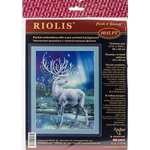 RIOLIS White Stag Cross Stitch Kit, katoen, multi-color, 30 x 40 x 0,1 cm