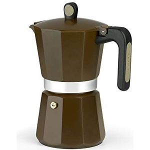 Monix New Cream Italiaans koffiezetapparaat van aluminium, voor 12 kopjes, geschikt voor alle warmtebronnen, inclusief inductie