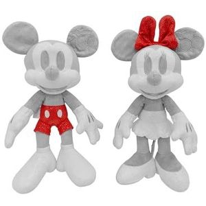 Disney 100 jaar, Mickey en Minnie Mouse, Amazon Exclusiv Set 3, gelimiteerd, 33 cm pluche figuren, verzamelobject, speciale editie, geschenkdoos, Micky Mouse, vanaf de eerste levensmaanden