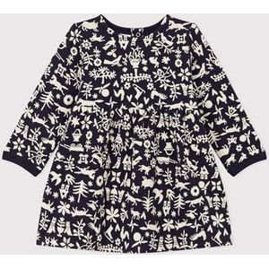 Petit Bateau Babymeisje A08RN jurk met lange mouwen, blauw smoking/wit Avalanche, 12 maanden, blauw smoking/wit Avalanche, 12 Maanden