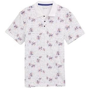 TOM TAILOR Poloshirt voor heren, 37840 - Wit Kleurrijk Desert Design, XL