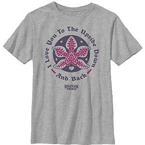 Stranger Things Uniseks Kids Upside Down Love T-shirt met korte mouwen, Heather Grey, XL, Heather Grey, One size