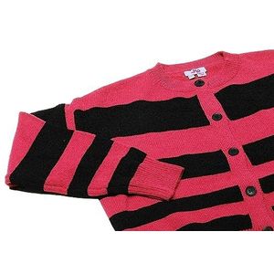myMo Dames Trendy gestreepte gebreide cardigan acryl PINK ZWART maat XS/S, roze/zwart., XS