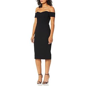 Dress the Population Womens Bailey Off The Shoulder Sweetheart Bodycon Midi Sheath Dress, Black, Small US
