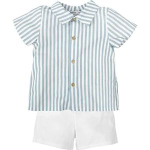 BABIDU Set met gestreept overhemd en shorts, wit, uniseks, voor baby's, Uniek, 12 Maanden