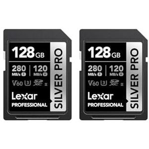 Lexar - Silver Pro - SD-geheugenkaart - 2 x 128 GB - V60 - U3 - C10 - Tot 280 MB/s Lezen