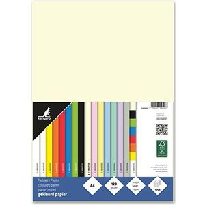 kangaro - Gekleurd papier beige, DIN A4-120 g/m² FSC mix, 100 stuks, briefpapier, knutselpapier, doe-het-zelf, 29,7 x 21 x 1,5