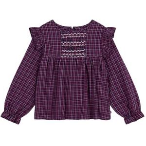 Petit Bateau Flanellen kinderblouse met lange mouwen, geruit, Smoking/Multico, 5 Jaren