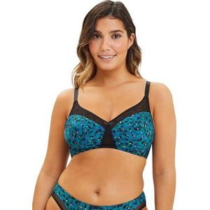 SANS COMPLEXE - Naadloze beha van microvezel - Complice - dames - smaragdblauwe bloemenprint - 95C, Smaragdblauwe bloemenprint, 80C