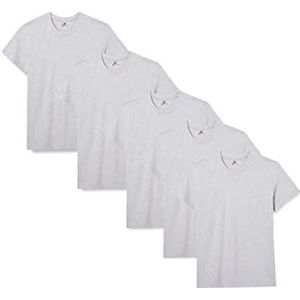 Lower East Heren T-shirt met ronde halsuitsnijding, Lichtgrijs melange, set van 5, 3XL