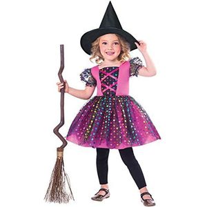 amscan 9903405 Meisjes Kleurrijke Regenboog Heks Halloween Fancy Dress Kostuum Leeftijd 2-3 Jaar, Zwart