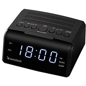 Sunstech - Frd35ubk - Wekker - Zwart - LED Scherm - Dubbel Alarm