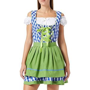 Dirndline Traditionele mini-dirndl-jurk voor speciale gelegenheden, blauw/groen/wit, L