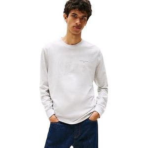 TOMMY JEANS - TJM SLIM CHEST LINEAR LS TEE EXT - Shirt met Lange Mouwen - LT GREY HTR
