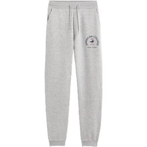 American College lange sportbroek voor dames en heren, maat M, model AC16, 100% katoen, Grijs, M