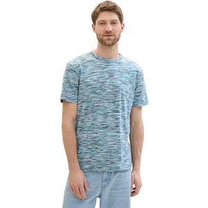TOM TAILOR Heren T-shirt, 35585 - Teal Multicolor Spacedye, XL