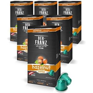 Der-Franz Nespresso compatibele koffiecapsules, 6 x 10 Koffiecapsules, gearomatiseerd met hazelnootaroma