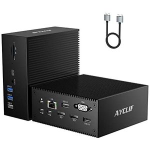 AYCLIF 16 in 2 USB C docking station, universeel USB C dock Triple Display met 4K HDMI, VGA, 100W PD USB C Hub voor MacBook Pro/Air, Lenovo, HP, Dell (USB-A/C 3.0, RJ45, Audio & Mic, SD/TF)
