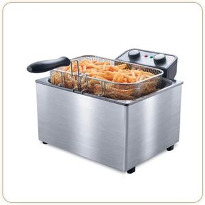 LITTLE BALANCE 8522 Happy Frites XL Twin, elektrische friteuse, afneembare container, 5 l, vermogen 3000 W, roestvrij staal