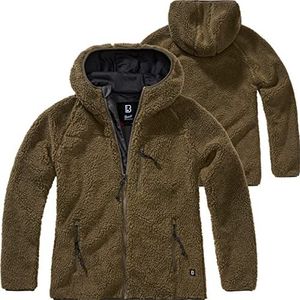 Brandit Teddy fleece jas met capuchon voor dames, winterjas, jacht, outdoor, fleece jas, olijf, XL