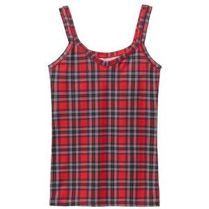 United Colors of Benetton Tanktop 35FH1H403 Tanktop, Tartan, Rood 79Z, OS Dames, tartan rood 79z, Eén maat