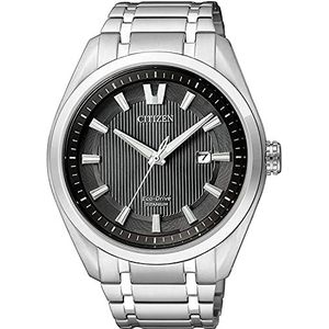 CITIZEN Heren analoog kwarts horloge met titanium armband AW1240-57E, zwart, Armband