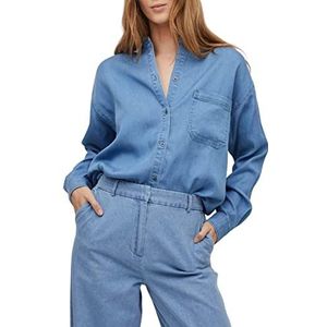 Vila Dames Vibista L/S Oversize Shirt/Su-Noos Jeansblouse, blauw (medium blue denim), 38