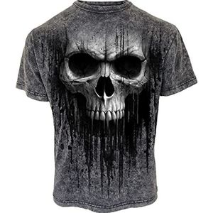 Spiral Acid Skull T-shirt grijs S 100% katoen Gothic, Rock wear, Schedels