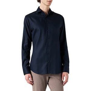 Seidensticker Zakelijk overhemd voor heren, shaped fit, strijkvrij, kent-kraag, lange mouwen, 100% katoen, blauw (donkerbla), 41