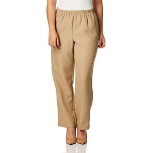 Alfred Dunner Women's All Around Elastic Waist Polyester Pants Poly Proportioned Medium, Tan, 6 Petite