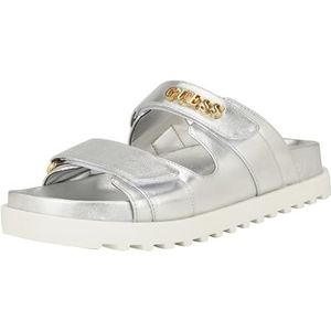 GUESS Fabulon platte sandaal voor dames, M US, Zilver 040, 38.5 EU