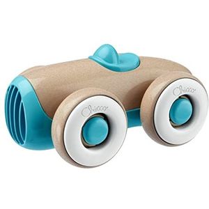 Chicco Eco+ Speelgoed Auto - Kleine Oldtimer op Houtbasis - Vrijlopende Wielen - Verfloos & Lichtgewicht - Gemaakt van Gerecycled Materiaal - Kinderspeelgoed - Blauw - 13 x 8 x 6 cm