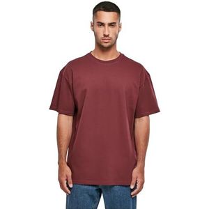 Build Your Brand Heren T-shirt Heavy Oversize Tee, Basic T-shirt voor mannen, oversized fit, katoen, rood (cherry), L