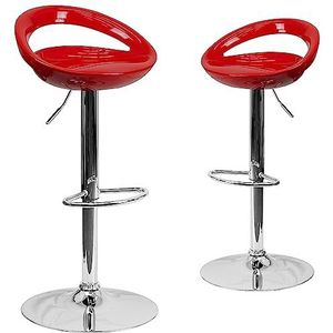 Barkruk, kunststof, in hoogte verstelbaar, verchroomd, zwart 2 stuks/rood 2 Pack rood