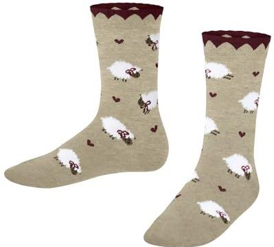 FALKE Uniseks-kind Sokken Cute Sheep K So katoen viscose gedessineerd 1 paar, Beige Sand Melange 4650, 19-22