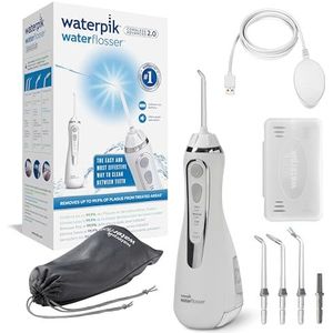 Waterpik Monddouche draadloos Cordless Advanced, 4x opzetstukken, drukbereik instelbaar (3,1 tot 5,2 bar) via 3 drukinstellingen, inductielaadsysteem, wit