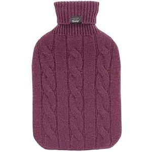Fashy Warmwaterkruik gebreide hoes van kasjmier bordeauxrood 2 l