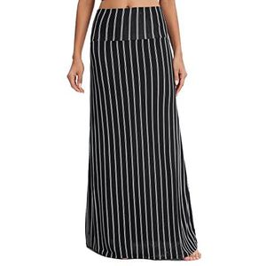 EXCHIC Dames Zomer Strand Pull On Boho Lange Yoga Rok Stretch Hoge Taille Maxi Rok(M, 15)