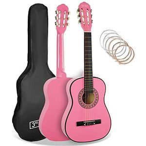 3rd Avenue 1/2 klassieke Spaanse gitaar voor kinderen, beginnerspakket, met nylon snaren, tas, snaren - roze